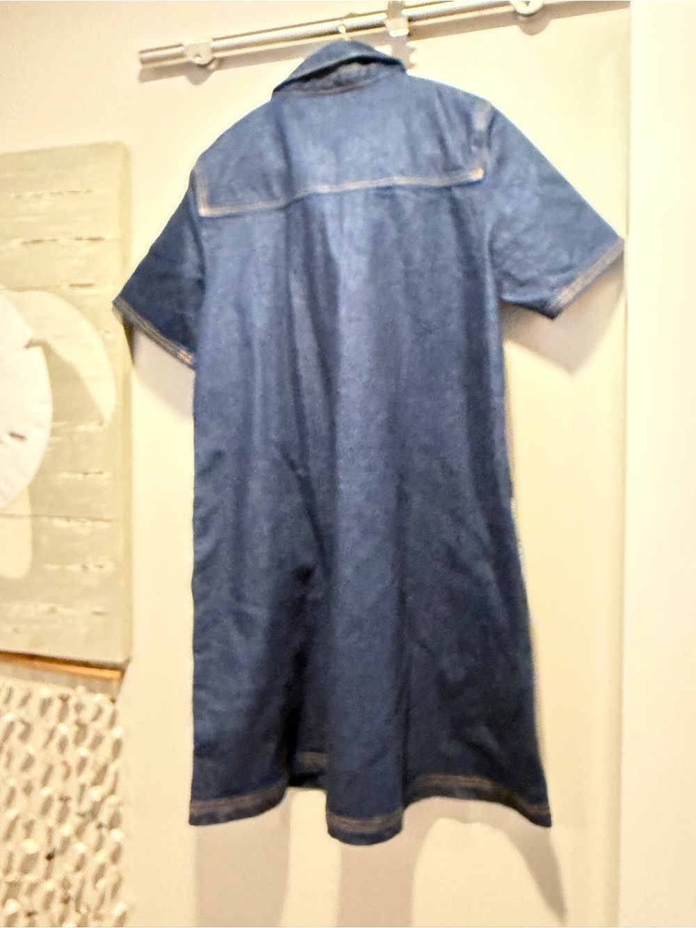 NWT LOFT Outlet Dark Wash Denim Polo Shirt Dress - Picture 2 of 7